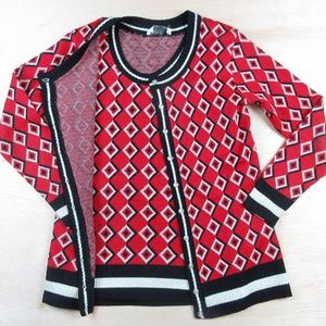 VTG Mid Century 1950's 1960's Mod Graphic Twinset Sweater, Sz S Small